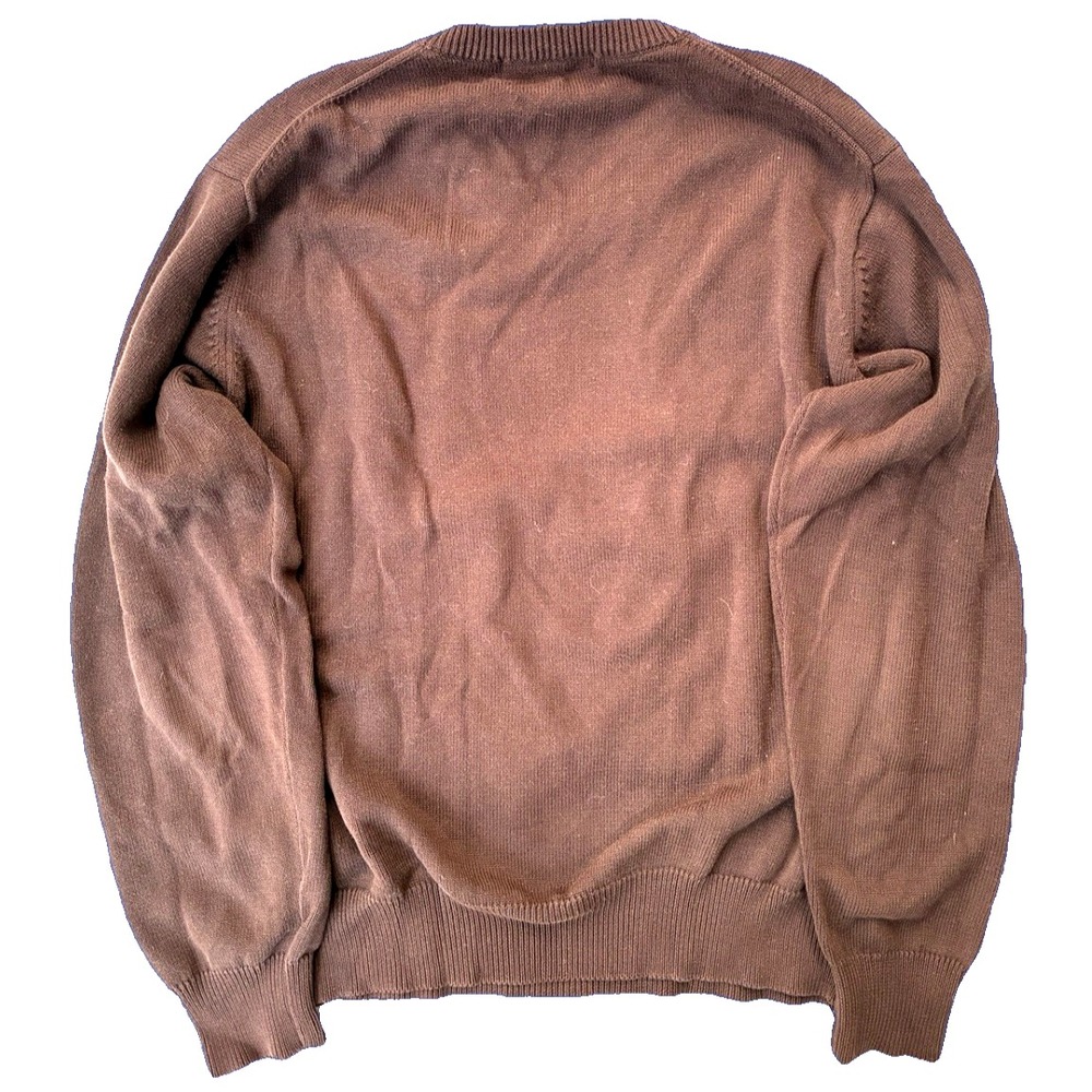 Gant Sweater V-Neck Sweater Knitted Logo Burgundy Cotton - Picture 4 of 7